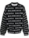 Balenciaga Logo All Over Print Pullover Sweater In Multicolor