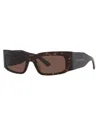 Balenciaga Unisex Rectangle Sunglasses, Bb0328s In Tortoise
