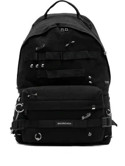 Balenciaga Men Army Medium Backpack In Black