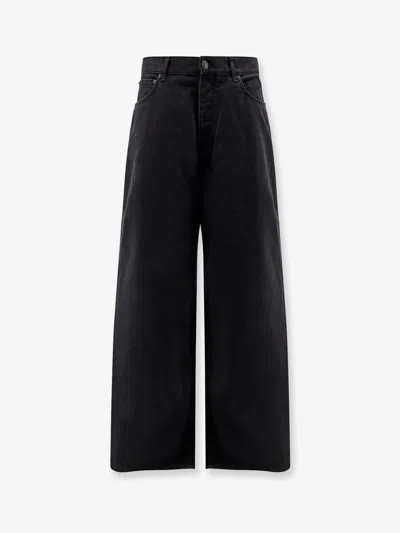 Balenciaga Men Baggy Denim Trousers In Black