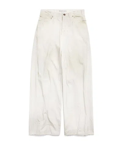 Balenciaga Distressed Wide-leg Jeans In White