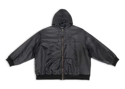 Pre-owned Balenciaga Men's  3b Sports Icon Padded Zipup Hoodie In Black