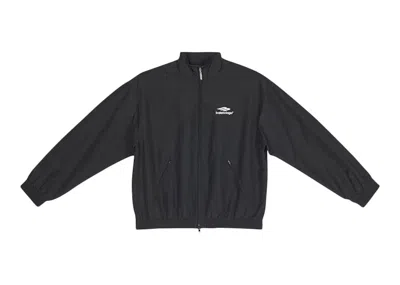 Pre-owned Balenciaga Men's  3b Sports Icon Small Fit Tracksuit Jacket In Black/white Logo In Multi