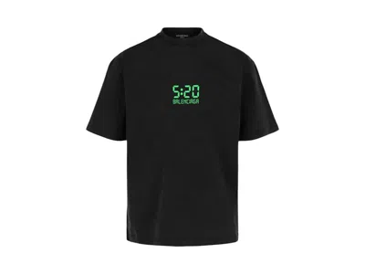 Pre-owned Balenciaga Men's  5:20 Graphic T-shirt In Wash Black/green