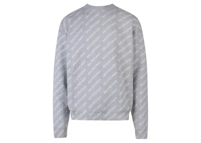 Pre-owned Balenciaga Men's  Allover Logo Knitwear Sweater In Grey