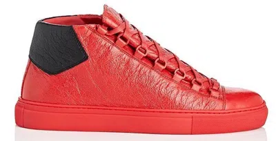 Pre-owned Balenciaga Men's  Arena Black Sneakers In Red