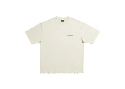 Pre-owned Balenciaga Men's  Back Logo Medium Fit T-shirt In Cream