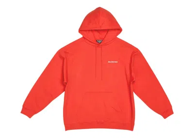 Pre-owned Balenciaga Men's  Back Logo Regular Fit Hoodie In Bright Red/white In Multi