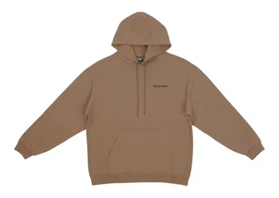 Pre-owned Balenciaga Men's  Back Logo Regular Fit Hoodie In Dark Beige/black