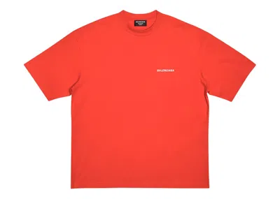 Pre-owned Balenciaga Men's  Back Logo Regular Fit Vintage T-shirt In Bright Red/white In Multi