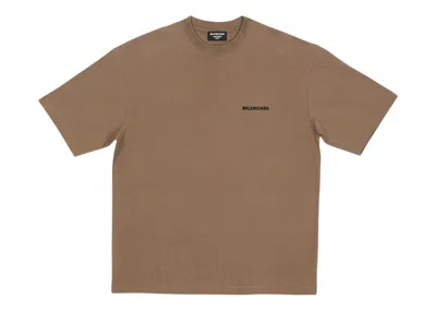 Pre-owned Balenciaga Men's  Back Logo Regular Fit Vintage T-shirt In Dark Beige/black In Multi