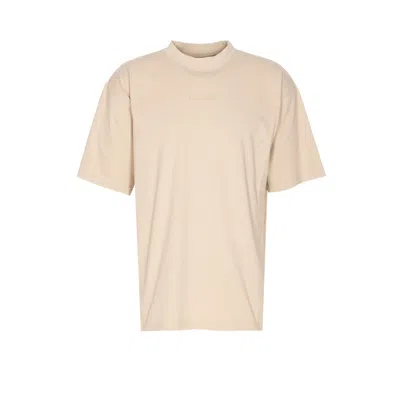 Balenciaga Beige Crewneck T-shirt With Logo Lettering On