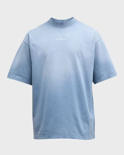 Balenciaga Men's  Back T Shirt Medium Fit In Blue