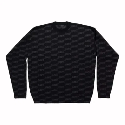 Pre-owned Balenciaga Men's  Bb Monogram Crewneck Sweatshirt In Black