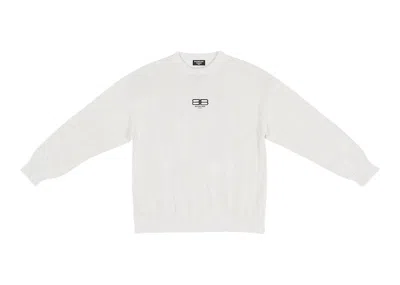 Pre-owned Balenciaga Men's  Bb Paris Icon Large Fit Sweater In Off White/black In Multi