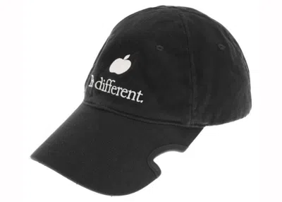 Pre-owned Balenciaga Men's  Be Different Apple Baseball Cap In Black