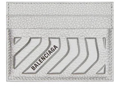 Pre-owned Balenciaga Men's  Car Card Holder Metallized In Silver