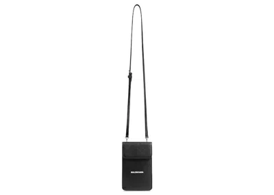 Pre-owned Balenciaga Men's  Cash Phone And Card Holder In Black