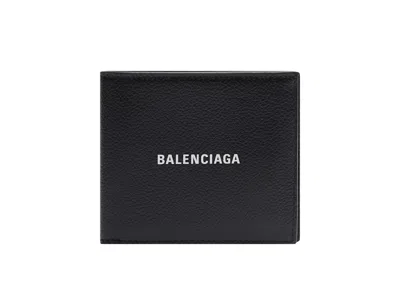Pre-owned Balenciaga Men's  Cash Square Folded Coin Wallet In Black/white