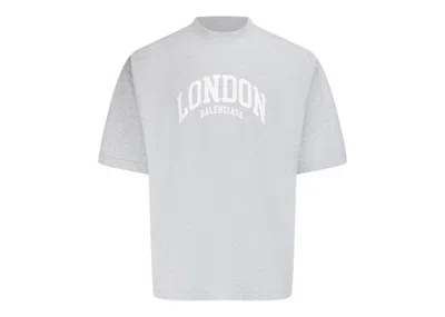 Pre-owned Balenciaga Men's  Cities London Medium Fit T-shirt In Gray/white