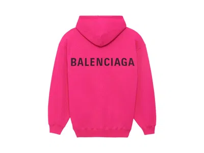 Pre-owned Balenciaga Men's  Classic Back Logo Hoodie In Fuchsia Pink