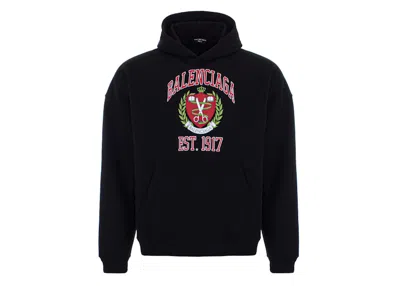 Pre-owned Balenciaga Men's  College Wide Fit Hoodie In Black
