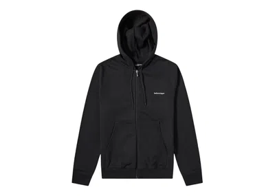 Pre-owned Balenciaga Men's  Copyright Logo Zipped Hoodie In Back In Black