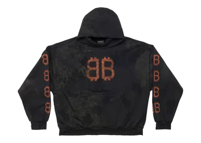 Pre-owned Balenciaga Men's  Crypto Medium Fit Hoodie In Black