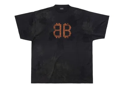 Pre-owned Balenciaga Men's  Crypto Oversized T-shirt In Black Faded