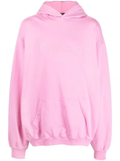 Pre-owned Balenciaga Men's  Destroyed Logoprint Hoodie In Pink