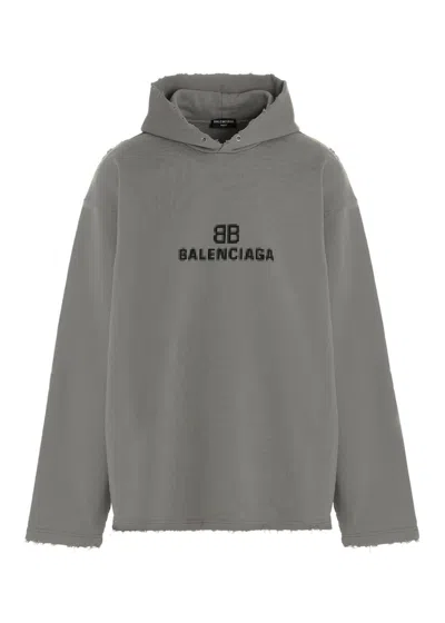 Pre-owned Balenciaga Men's  Distressed Bb Pixel Hoodie In Taupe