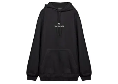 Pre-owned Balenciaga Men's  Embroidered Logo Hoodie In Black