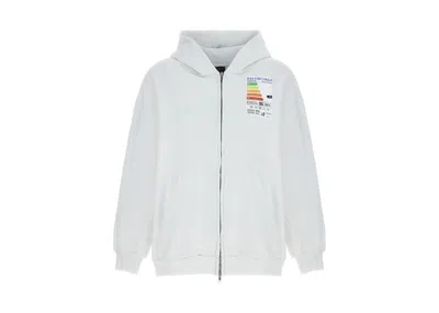 Pre-owned Balenciaga Men's  Energy Patched Jersey Oversized Hoodie In White