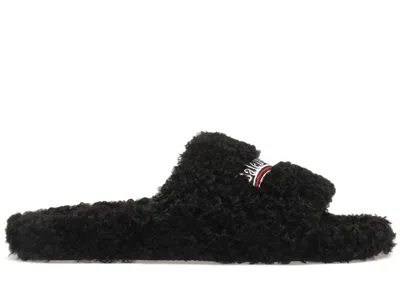 Pre-owned Balenciaga Men's  Furry Slide Sneakers In Black/white/red