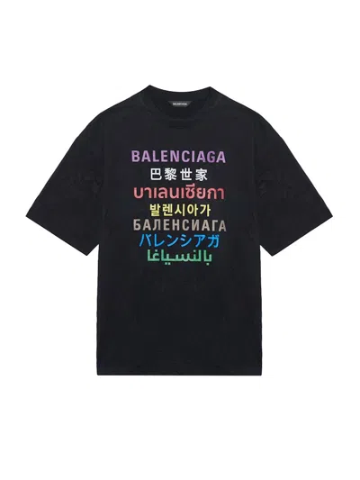 Pre-owned Balenciaga Men's  Languages Medium Fit T-shirt In Black