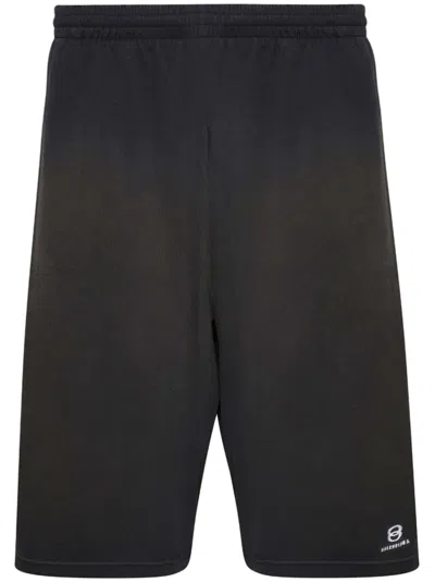 Pre-owned Balenciaga Men's  Large Shorts In Faded Black/white In Multi