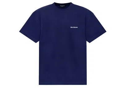 Pre-owned Balenciaga Men's  Logo Medium Fit T-shirt In Marine Blue