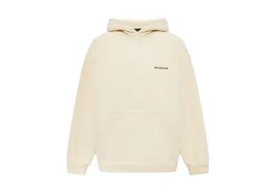 Pre-owned Balenciaga Men's  Logo Oversize Hooded Sweatshirt In Cream/black In Multi