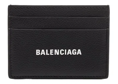 Pre-owned Balenciaga Men's  Logo Print (4 Card Slot) Card Holder In Black/white
