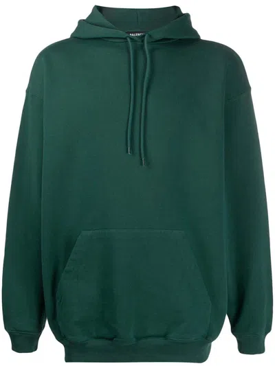 Pre-owned Balenciaga Men's  Logo Print Hoodie In Green/white