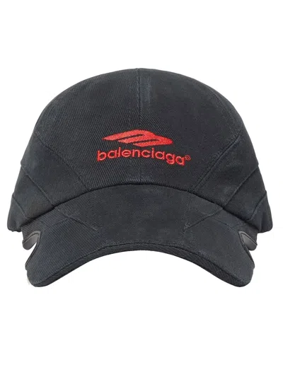 Pre-owned Balenciaga Men's  Logoprint Cap In Grey/red In Multi