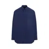 Balenciaga Logo-embroidered Button-down Shirt In Blue