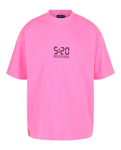 Pre-owned Balenciaga Men's  Medium Fit T-shirt In Bubble Gum/black