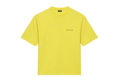 Pre-owned Balenciaga Men's  Medium Fit Vintage Logo Print T-shirt In Yellow