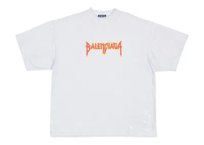 Pre-owned Balenciaga Men's  Metal Vintage Oversized Tshirtin White