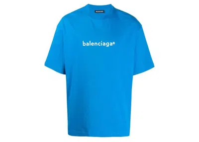 Pre-owned Balenciaga Men's  New Copyright Medium Fit T-shirt In Blue/white