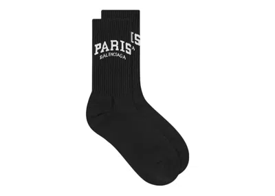 Pre-owned Balenciaga Men's  Paris Logo Socks In Black/white
