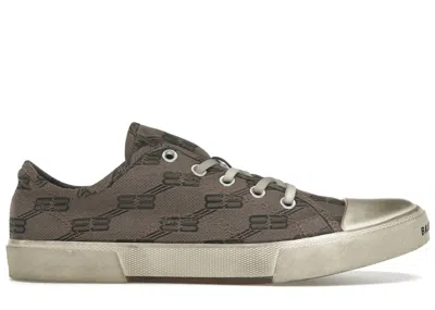 Pre-owned Balenciaga Men's  Paris Low 'bb Monogram Sneakers In Dark Mink Grey/vintage White In Multi