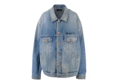 Pre-owned Balenciaga Men's  Paris Oversize Denim Jacket In Indigo In Purple