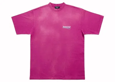 Pre-owned Balenciaga Men's  Political Campaign Large Fit T-shirt In Fuchsia